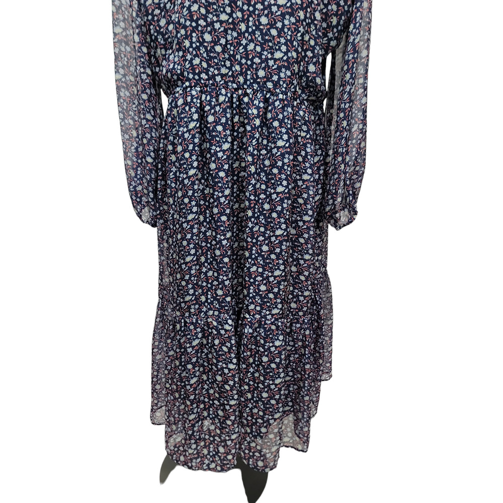 Madewell Women's Tie-Waist Midi Dress in Harvest Vine Navy Floral Size Large - Picture 6 of 10